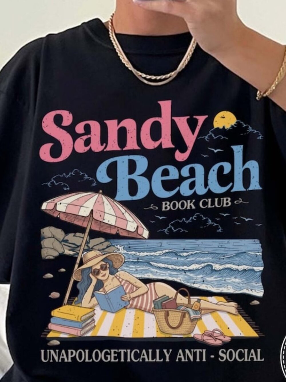 Sandy Beach Book Club T-shirt, Literary Beach Day Tee